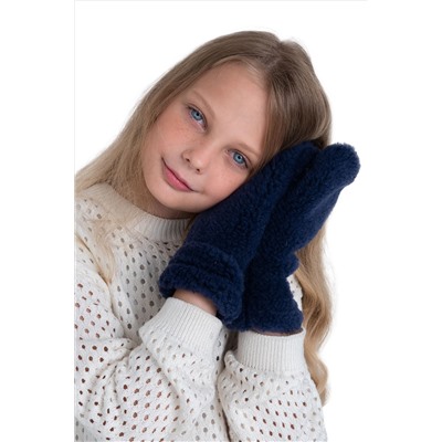 Варежки детские меховые индиго