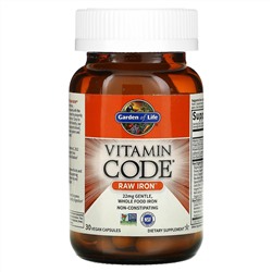 Garden of Life, Vitamin Code, RAW Iron, 30 веганских капсул