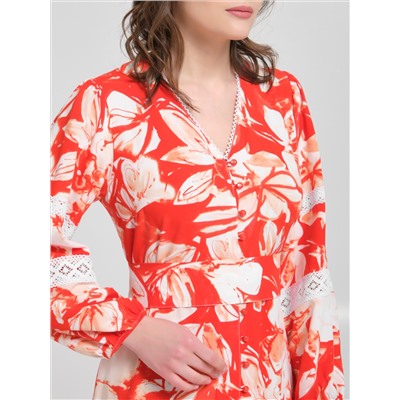 Платье макси красное с кружевом