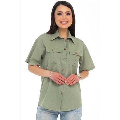 Рубашка льняная оливкового цвета