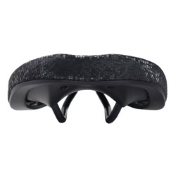 Седло велосипедное MTB COMIRON ANQUETIL M028 275X140, Технологии: DW, ED. Верх: PU принтованный глянец, Цвет: Чёрный алмаз /уп 40/