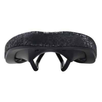 Седло велосипедное MTB COMIRON ANQUETIL M028 275X140, Технологии: DW, ED. Верх: PU принтованный глянец, Цвет: Чёрный алмаз /уп 40/