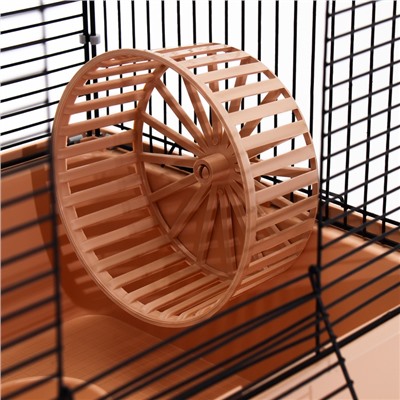 Клетка для грызунов «Пижон» 4 этажа, 42×30×65 см (2 домика, колесо, миска), беж