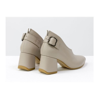 Дизайнерские туфли перчатки (glove shoes) с ремешком, на невысоком обтяжном каблуке, выполнены из натуральной итальянской кожи бежевого цвета, Новая Коллекция от Gino Figini, Т-2056-07