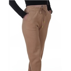 2617 BEIGE Брюки спортивные утепленные женские (85% хлопок, 10% полиэстер, 5% спандекс)