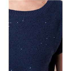 Джемпер с цельнокроенным коротким рукавом из хлопковой пряжи с пайетками.