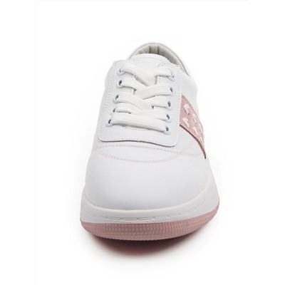 03-YA345-2 WHITE/PINK Полуботинки спортивные женские (натуральная кожа, натуральная замша)