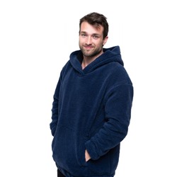 Толстовка мужская из овечьей шерсти оверсайз HOT TREND (с капюшоном, цвет Индиго) цвет СИНИЙ