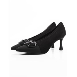 06-P1-7538 BLACK Туфли женские (замша-стрейч искусственная)