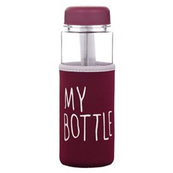 Бутылка для воды My bottle, 500 мл, 19.5×6 см, чехол в комплекте, бордовая