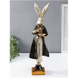 Фигура полистоун «Заяц с чашкой чая», 13.5×11×46.5 см