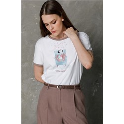 Футболка оверсайз белая с принтом