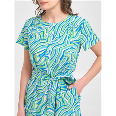 Платье голубое с коротким рукавом