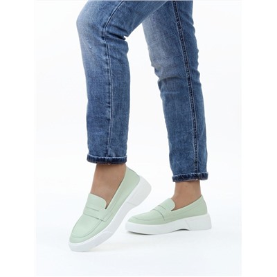 03-YD122-4 LT. GREEN Лоферы женские (натуральная кожа)