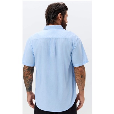 Рубашка к/р лен F611-0482 pale blue