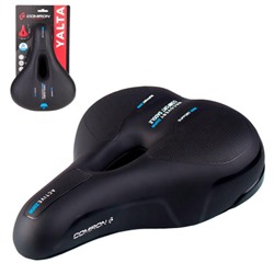 Седло велосипедное комфортное COMIRON YALTA C036 255x190, Технологии: ED, Эластомер, Верх: PU с пресс. принтом, Цвет: Чёрный+Синий/ АКЦИЯ /уп 20/