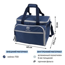 Термосумка «Арктика» с набором посуды для пикника на 6 человек, объём 22 л, синий