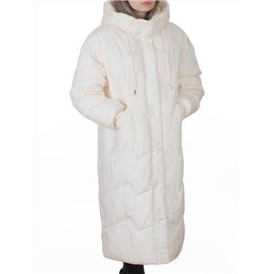 8807 MILK WHITE Пальто зимнее стеганое женское (150 гр. холлофайбер)