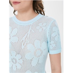 Джемпер вязаный голубой с короткими рукавами