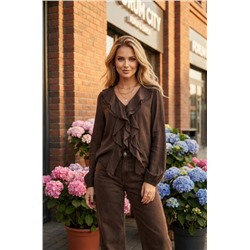 Рубашка легкая с рюшами