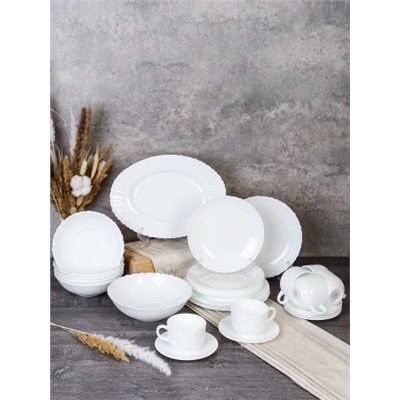 Столовый набор 32 предмета Классика с чайным набором / GRAY-32/758578120210 (WHITE) /уп 2/