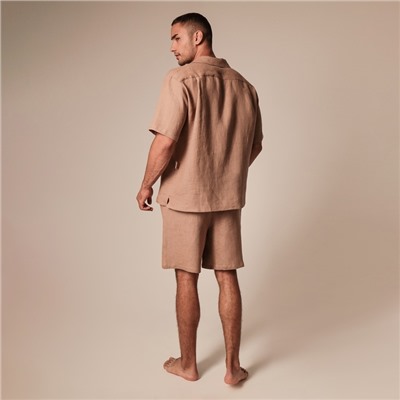 Костюм мужской домашний (рубашка с коротким рукавом и шорты) SL HOME, размер L, кофейная