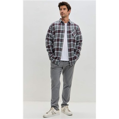 Рубашка F521-0460 grey-bordo