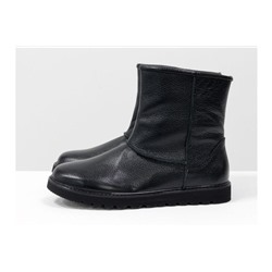 Женские сапожки в стиле UGG из натуральной кожи флотар черного цвета, на легкой подошве, Коллекция Осень-Зима от ТМ Gino Figini, Б-1993-03