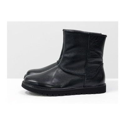 Женские сапожки в стиле UGG из натуральной кожи флотар черного цвета, на легкой подошве, Коллекция Осень-Зима от ТМ Gino Figini, Б-1993-03