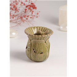 Аромалампа для эфирных масел «Бабочка на цветке», керамика, т. беж, 7.5×8.5×9.8 см