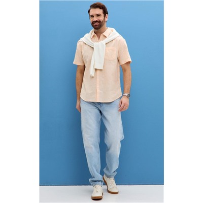 Рубашка к/р лен F111-0450 l.orange