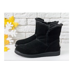 Зимние сапожки в стиле UGG из натуральной замши черного цвета на облегченной но теплой подошве,  Коллекция Осень-Зима, Б-17114/1-01