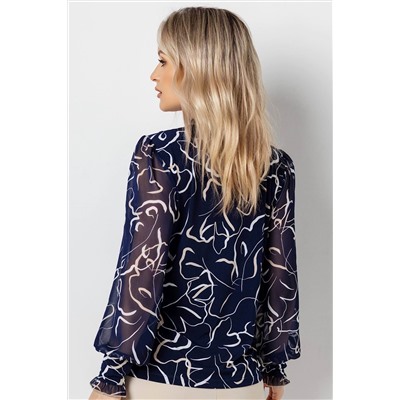 Блузка женская  7075/11/Синий, бежевый