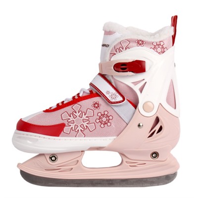 Коньки ледовые раздвижные COMIRON / M /уп 6/ (35-38) розовые