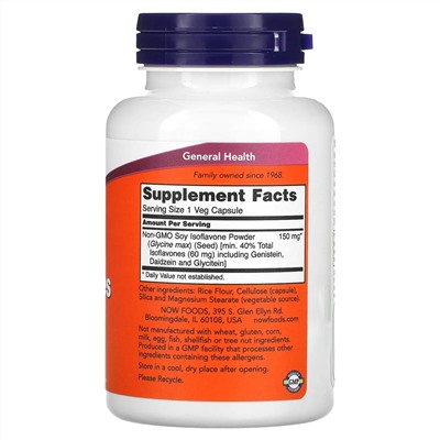 NOW Foods, изофлавоны сои, 120 растительных капсул