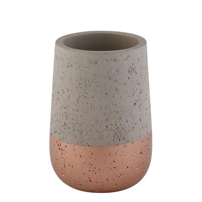 Стакан Axentia Concrete для зубных щеток из серой с золотом керамики Бетон, Ø 7,5х10 см