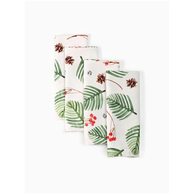 Набор салфеток сервировочных «Этель», 40×40 см - 4 шт., с декоративными кольцами, 100% хлопок, саржа 190 г/м²