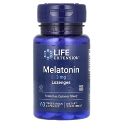 Life Extension, Мелатонин, 3 мг, 60 вегетарианских пастилок