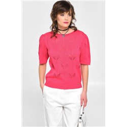 Блузка вязаная розовая