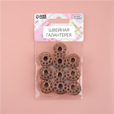 Набор металлических шпулек, d=20 мм, 10 шт., цвет серебряный