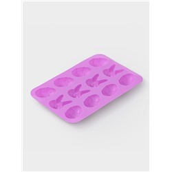 Форма для шоколада Доляна «Кролики», силикон, 23×15×2 см, 12 ячеек, сиреневая