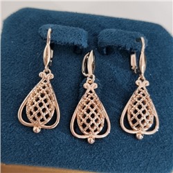 Комплект ювелирной бижутерии коллекция "Дубай" серьги и кулон, покрытие позолота, арт.414.673