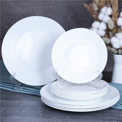 Столовый набор 19 предметов Риф белый / W-19/751027001800 (WHITE) /уп 2/