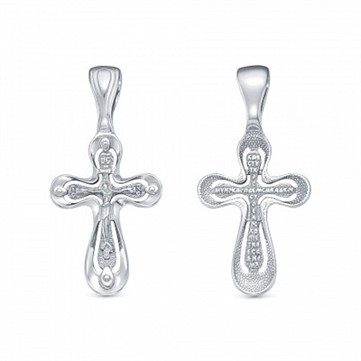 Крест из серебра литье белый