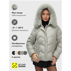 Куртка зимняя женская с мехом и капюшоном тренд светло-зеленого цвета 7759ZS