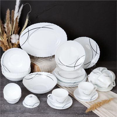 Столовый набор 36 предметов / GRAY-36/758578412022055 (7267-2) /уп 2/ Полосы классика