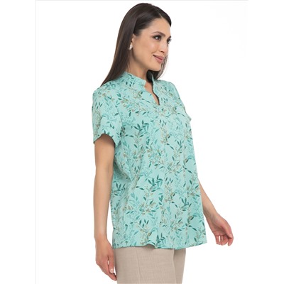 Блузка светло-бирюзового цвета с принтом