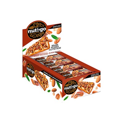 «Nut&Go», батончик с миндалём, пеканом, карамелью, морской солью, 36 г (упаковка 18 шт)