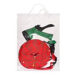 Шланг поливочный резиновый, 12 мм (1/2"), 15 м, в текстильной оплётке, с поливочным пистолетом, МИКС, Greengo