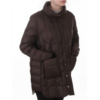 H24-328 BROWN Куртка пуховая облегченная женская (белый утиный пух)